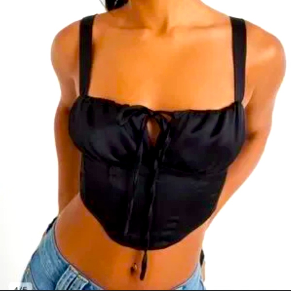 Crave Fame Corseted Crop in Black. Size Large